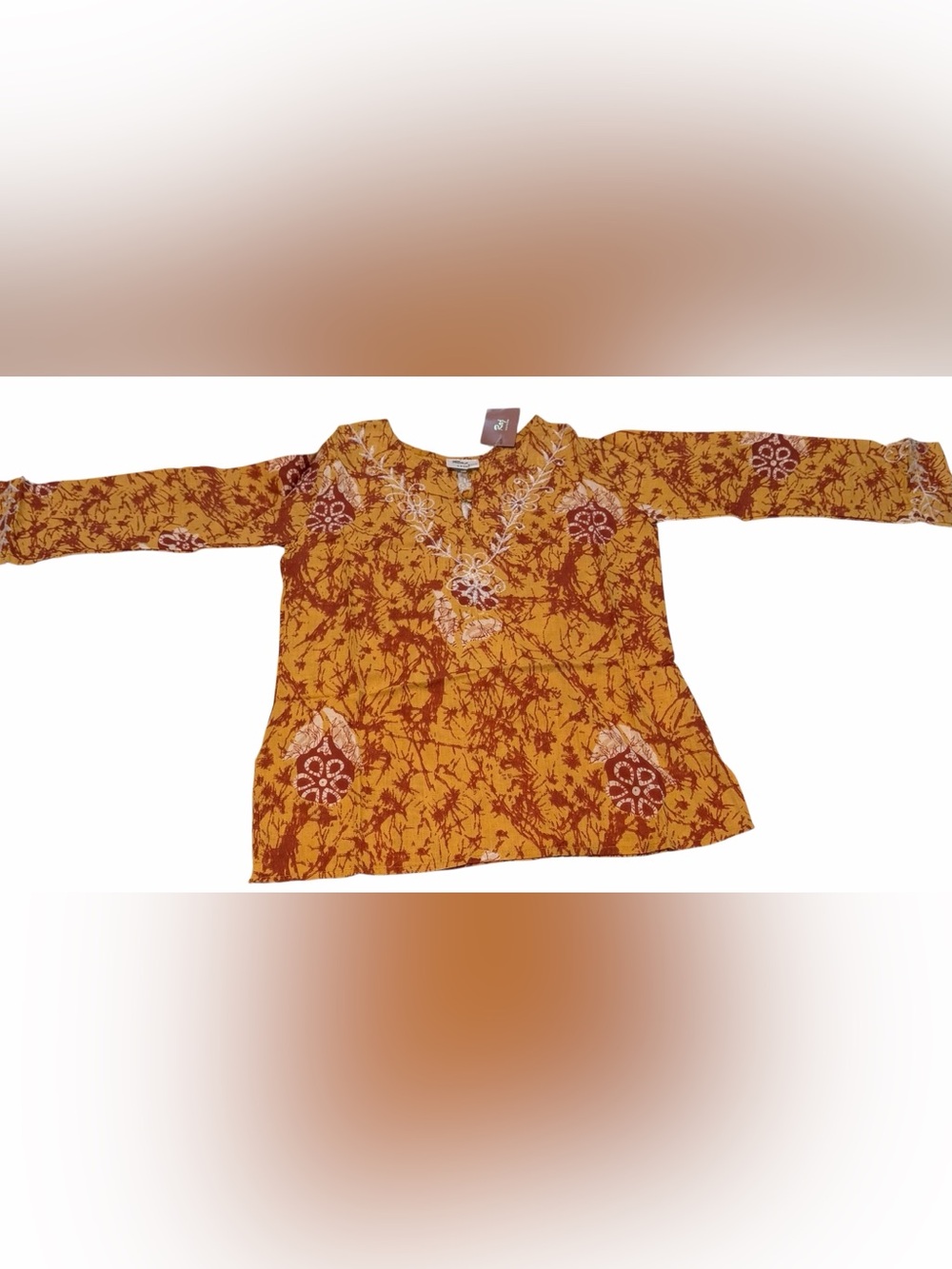 Raj Kids Mustard Embroidered Cotton Tunic Top India 6-8 Years NWT